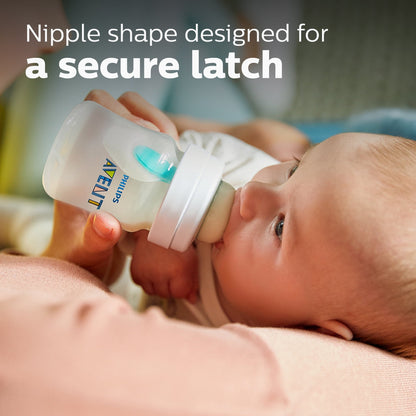 Philips Avent Anti-colic Baby Bottle with AirFree Vent, 4oz, with Flow 1 Nipples, 0M+, 1pk, Clear, SCY701/91