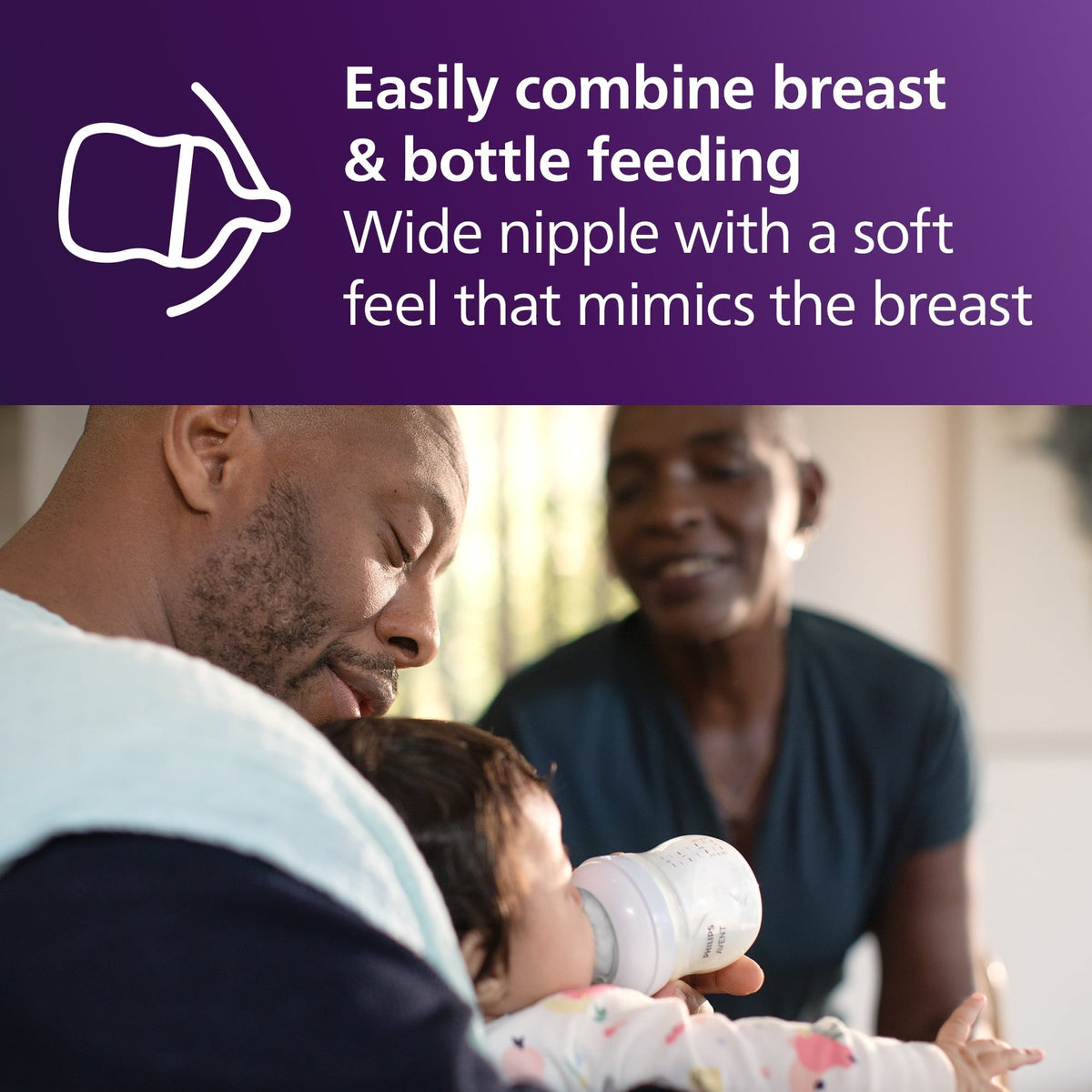 Philips Avent Natural Baby Bottle with Natural Response Nipple (Medium Flow,Flow 3), 9oz, SCY903/91