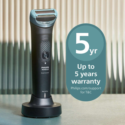 Philips Norelco Body Groomer 9000 Series, Body Hair Trimmer For Men & Intimate Shaver System with Uv Cube Cleaner & Adjustable Back Attachment, 100% Showerproof, BG9480/50