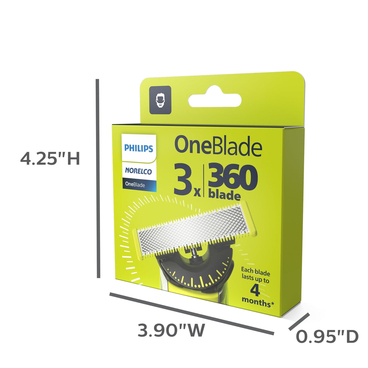 Philips Norelco OneBlade 360 Replacement Blades for Regular OneBlade Trimmer, 3 Pack, QP430/80