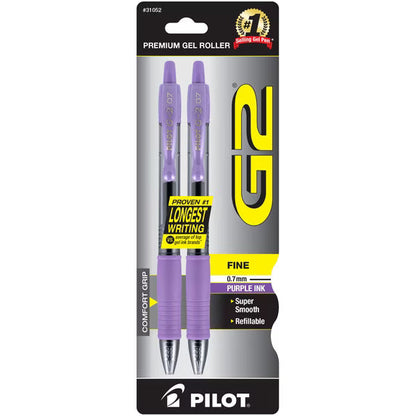 Pilot G2 Retractable Gel Ink Pens, Fine Point, Black, 2 Pack,