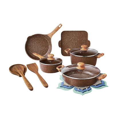 The Pioneer Woman Prairie Signature 14-Piece Cast Aluminum Cookware Set, Blue