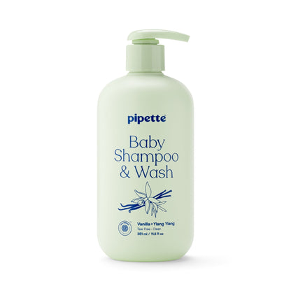 Pipette Tear-Free Baby Shampoo & Wash, Sensitive Skin, Vanilla + Ylang Ylang, 11.8 fl oz