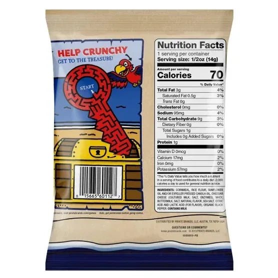 Pirate's Booty Aged White Cheddar Snack, 0.5 oz, 40-count