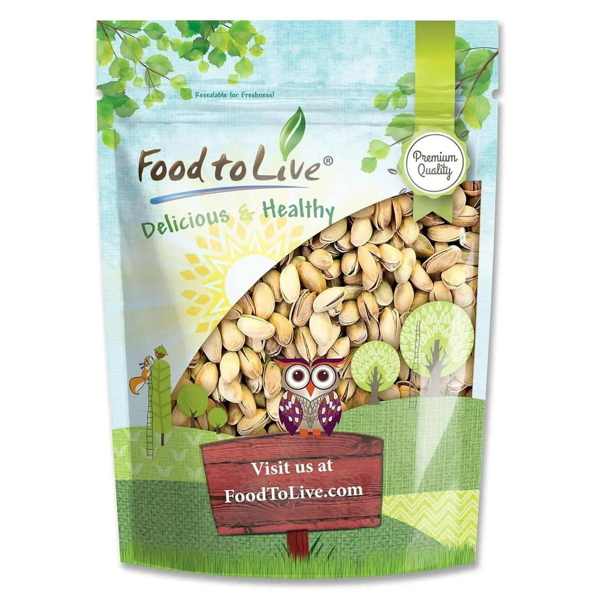 Pistachios Roasted and Salted, 0.5 Pounds - Kosher, Vegan - by Food to Live
