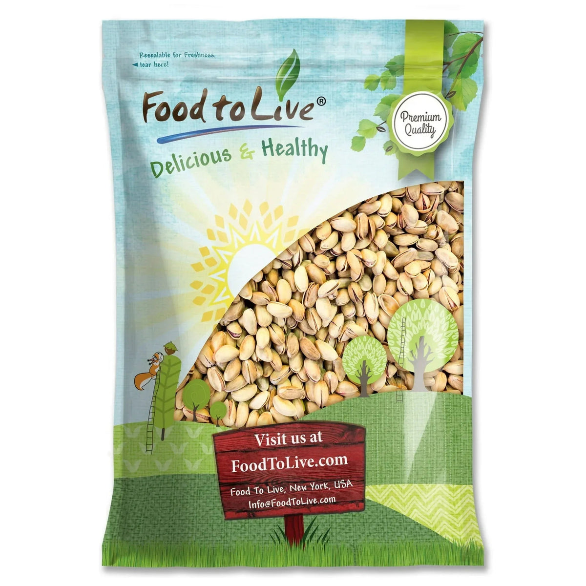 Pistachios Roasted and Salted, 0.5 Pounds - Kosher, Vegan - by Food to Live