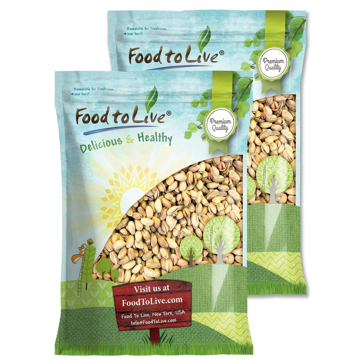 Pistachios Roasted and Salted, 0.5 Pounds - Kosher, Vegan - by Food to Live