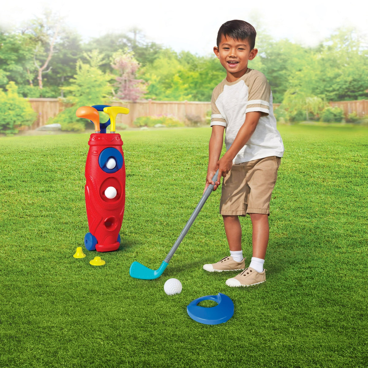 Play Day, Jumbo Golf Caddy Set with Clubs and Balls, Outdoor Toy Sports Equipment for Kids Ages 3+