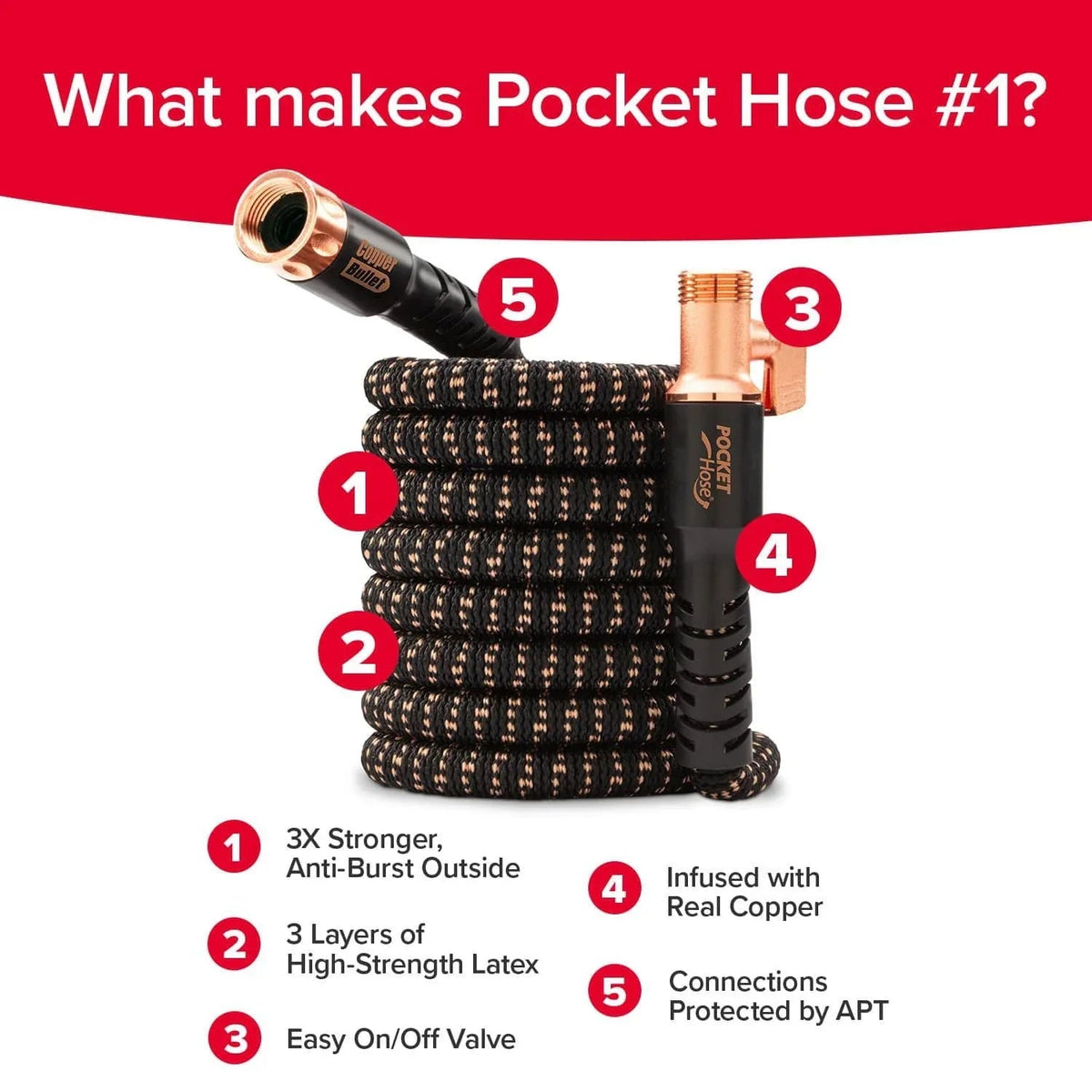 Pocket Hose Copper Bullet 100' Expandable Garden Hose
