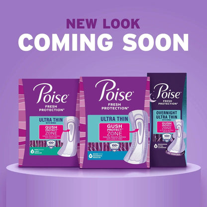 Poise Overnight Ultra Thin Incontinence Pads with Wings, 8 Drop Extra Absorbent, 60 Count