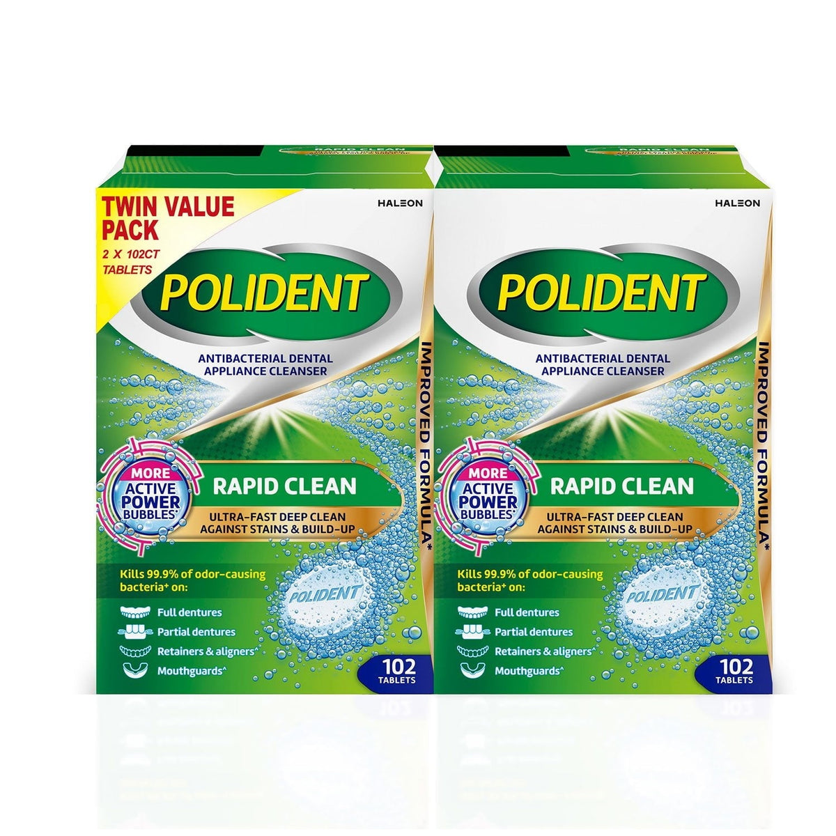 Polident Rapid Clean Dental Cleanser Tablets, 102 ct., 2 pk. (PACK OF 3 )