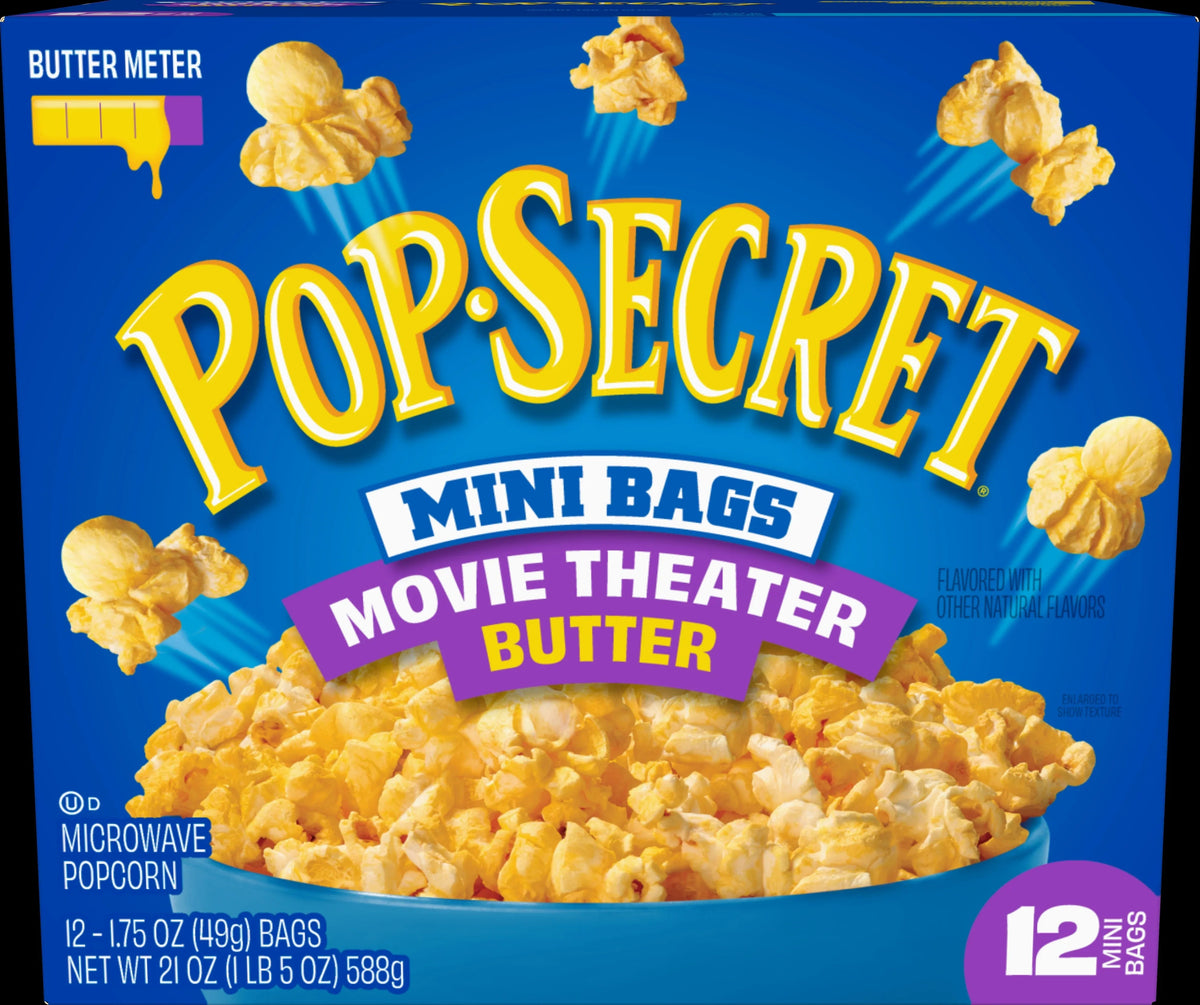 Pop Secret Microwave Popcorn, Movie Theater Butter Flavor, 1.75 oz Mini Bags, 12 Ct