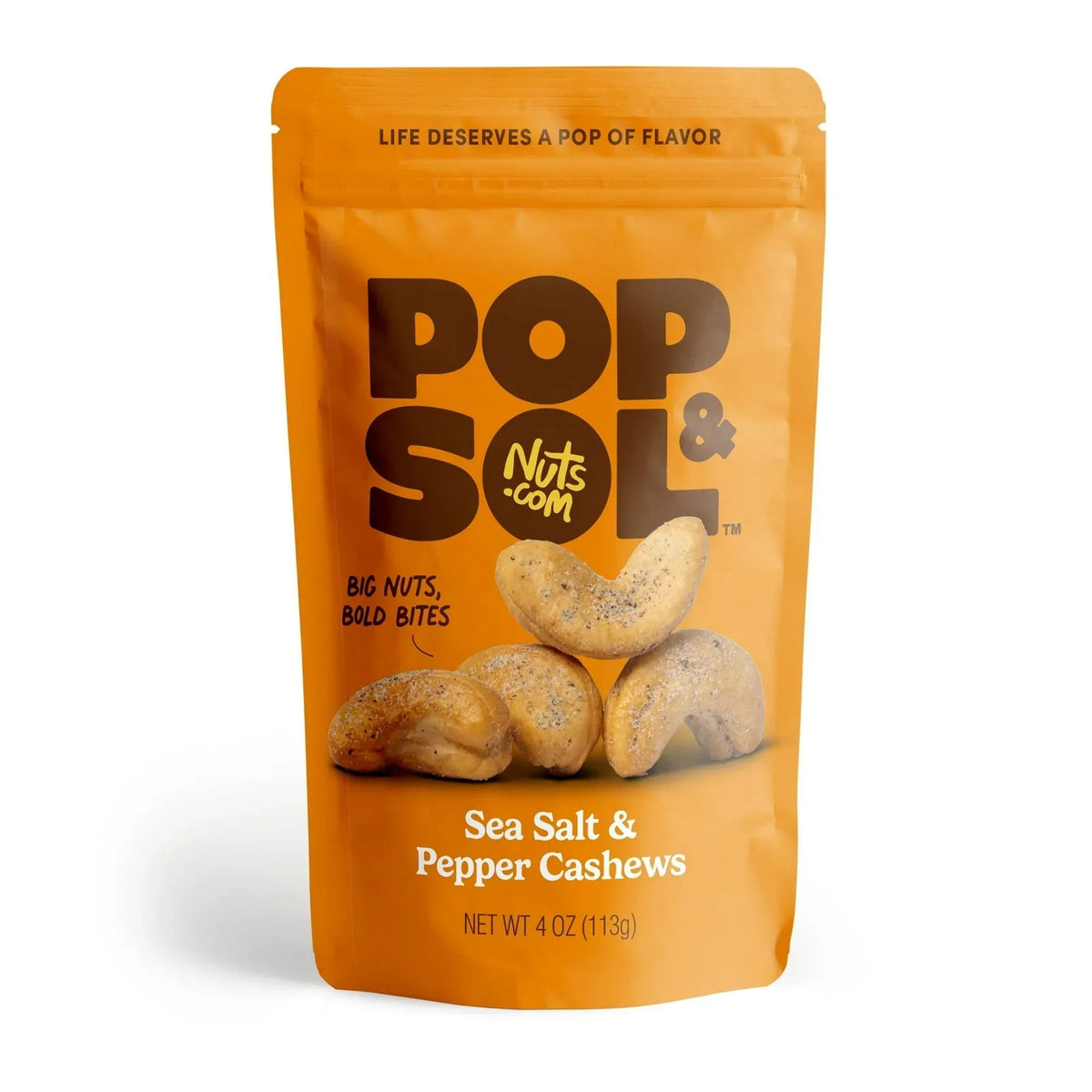 Pop & Sol by Nuts.com, Jalapeño Cashews, 4 oz Bag