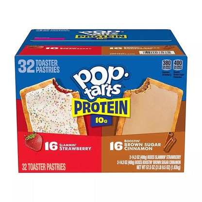 Pop-Tarts Protein Toaster Pastries, 10g Protein, Variety Pack, 32 ct.
