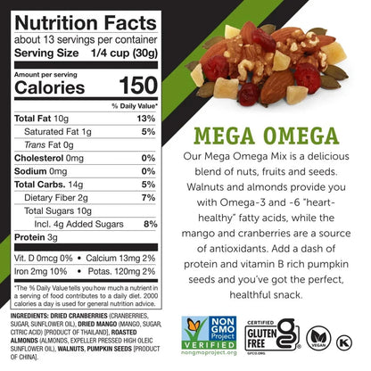 Power Up Trail Mix Mega Omega 14oz, Gluten Free, Vegan, Non-GMO