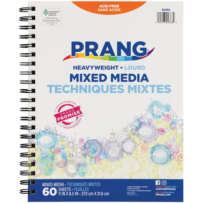 Prang Mixed Media Paper Journal Heavyweight 8.5 in x 11 in, White, 60 Sheets