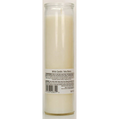 (4 pack) Prayer Candle Clear Glass White Wax, 8 Inch