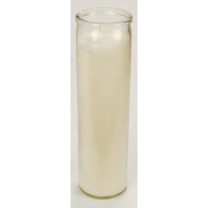 (4 pack) Prayer Candle Clear Glass White Wax, 8 Inch