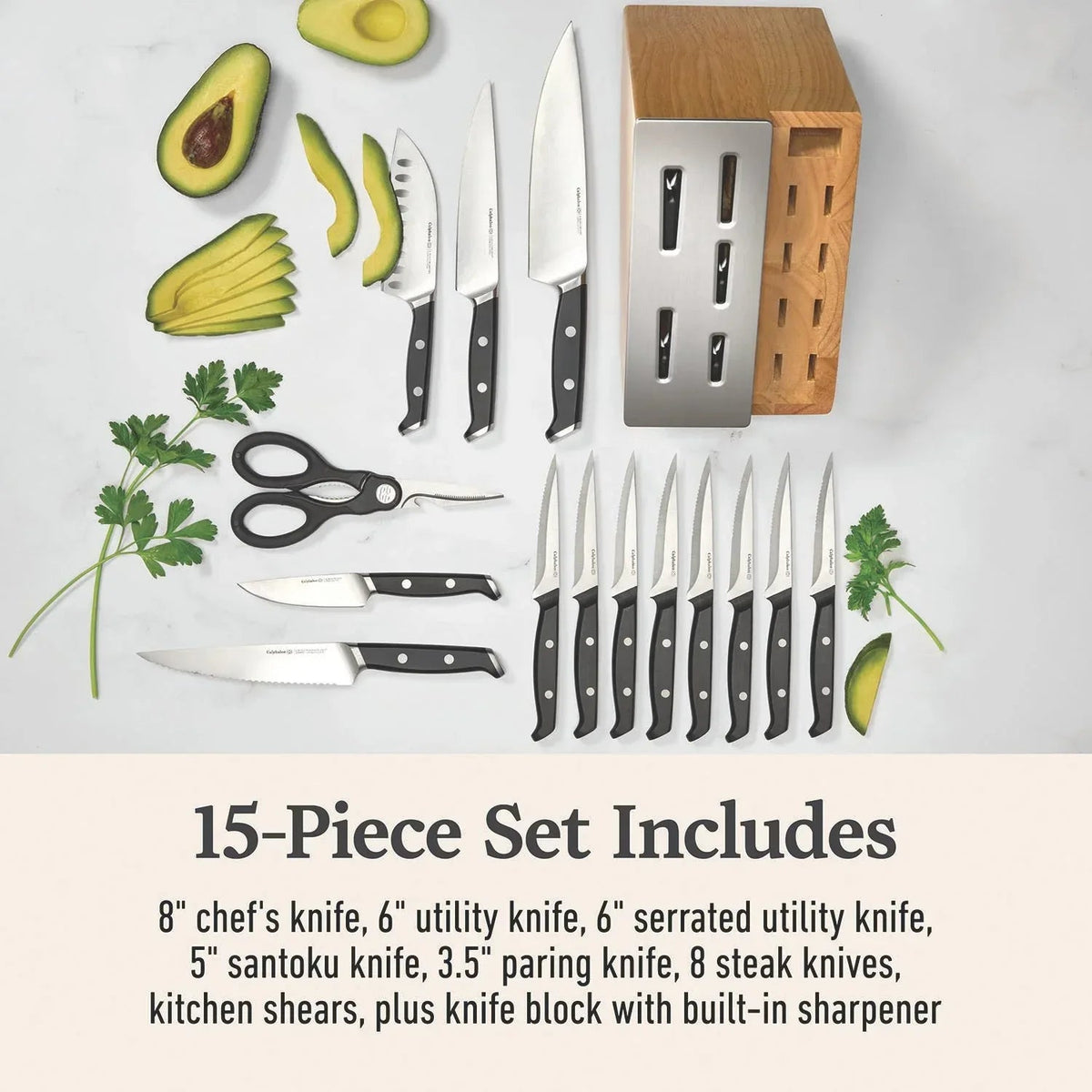 Premier by Calphalon 15-Piece Knife Set with SharpIN Edgetech