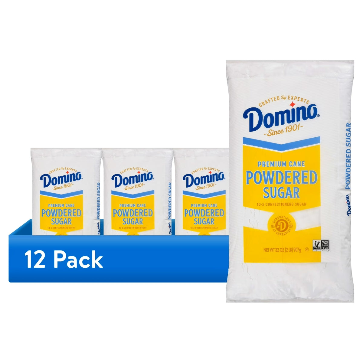 Domino Confectioners Sugar, Pure Cane 10-x Powdered, 2lb (907g), Plastic Bag