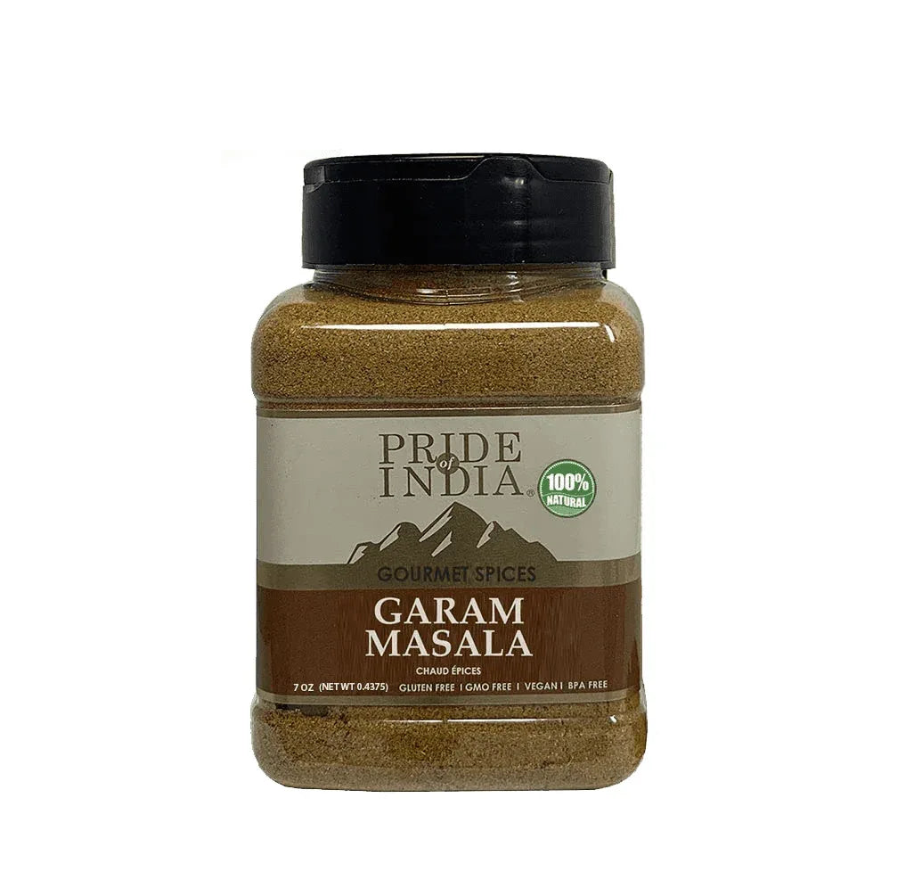 Pride of India - Garam Masala Ground – Warming Spice Blend for Variety of Non-Veg & Veg Dishes – Flavorful Mix for Curries and Pilafs - 2.2 oz. Small Dual Sifter Bottle