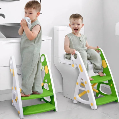 Primlect Potty Training Toilet Seat, 2 in 1 with Ladder, Adjustable Height ,for Ages 1-3, Blue