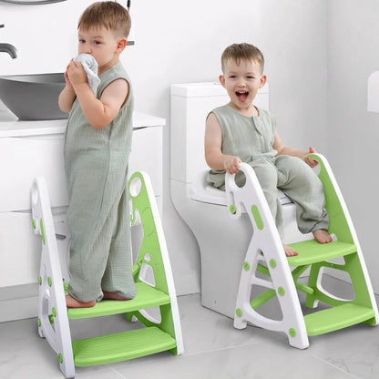 Primlect Potty Training Toilet Seat, 2 in 1 with Ladder, Adjustable Height ,for Ages 1-3, Blue