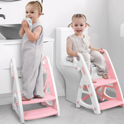 Primlect Potty Training Toilet Seat, 2 in 1 with Ladder, Adjustable Height ,for Ages 1-3, Blue