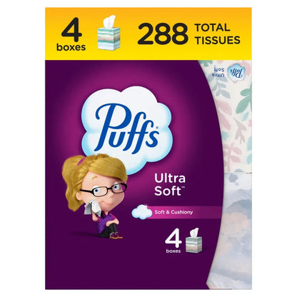 Puffs Ultra Soft Facial Tissues, 4 Count