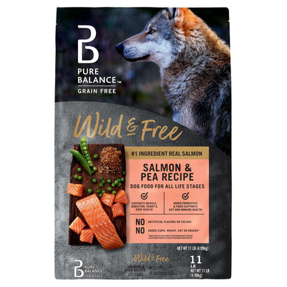 Pure Balance Wild & Free Grain-Free Salmon & Pea Recipe Dry Dog Food, 11 lbs