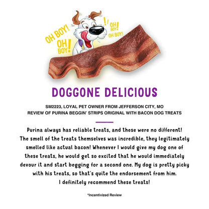 Purina Beggin' Strips Dog Treats, Bacon & Bacon and Cheese Flavors, 32 oz., 2 pk.