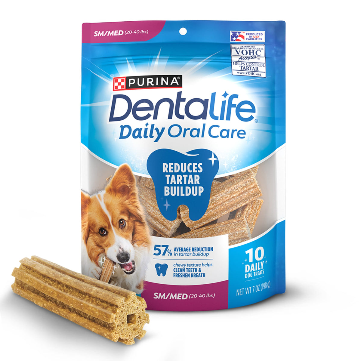 Purina DentaLife Daily Oral Care Large Dog Dental Treats with Chicken, 20.7 oz Pouch (18 Count)