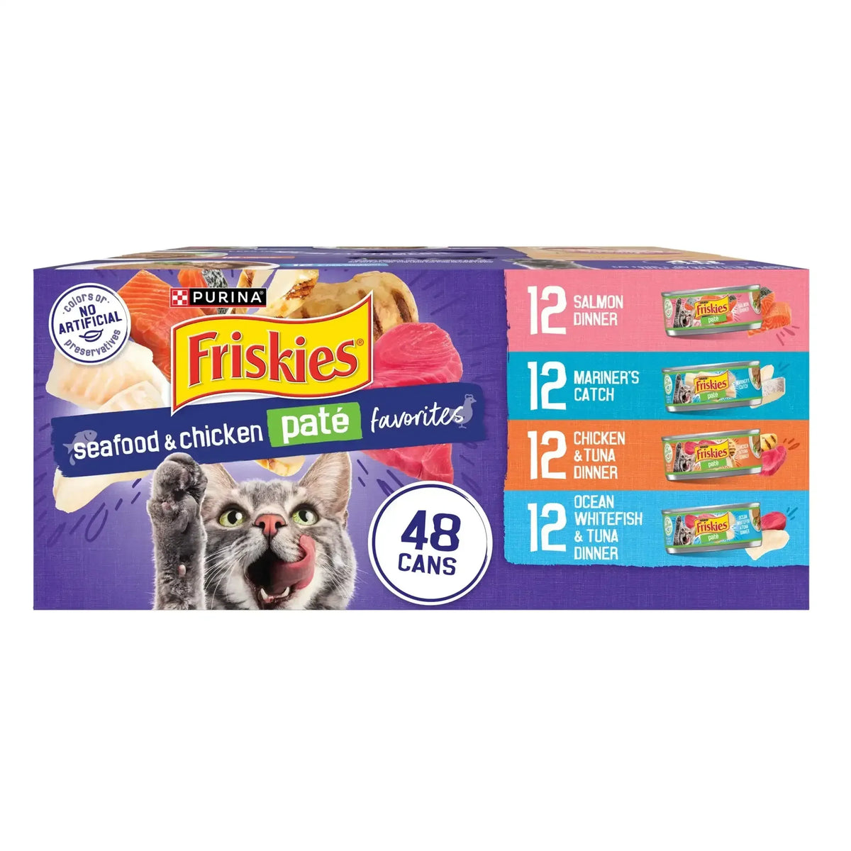 Purina Friskies Pate, Soft Seafood and Chicken Variety Pack, Wet Cat Food, 5.5 oz Cans