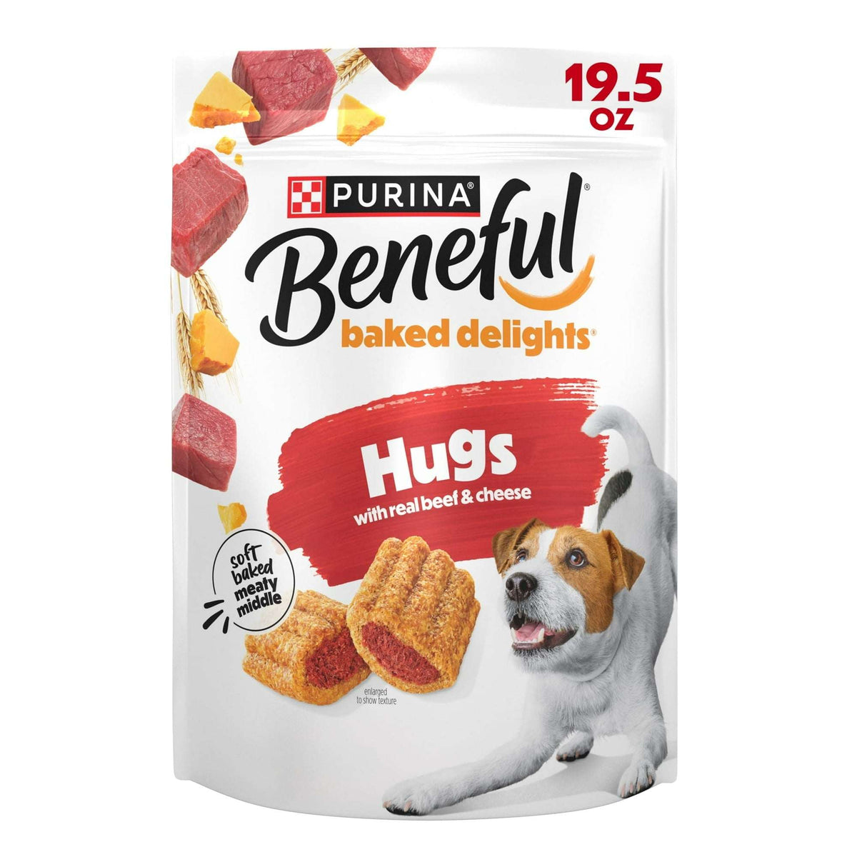 Purina Beneful Baked Delights Hugs with Real Beef and Cheese Oven Baked Dog Treats, 19.5 oz Pouch