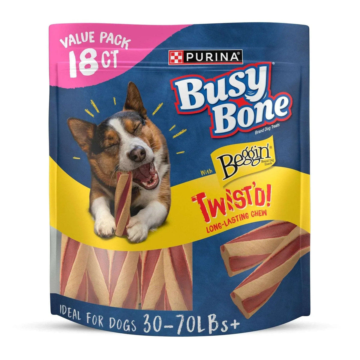 Purina Busy with Beggin’ Twist’d Adult Dog Chew Bone Treats - 18 ct. Pouch