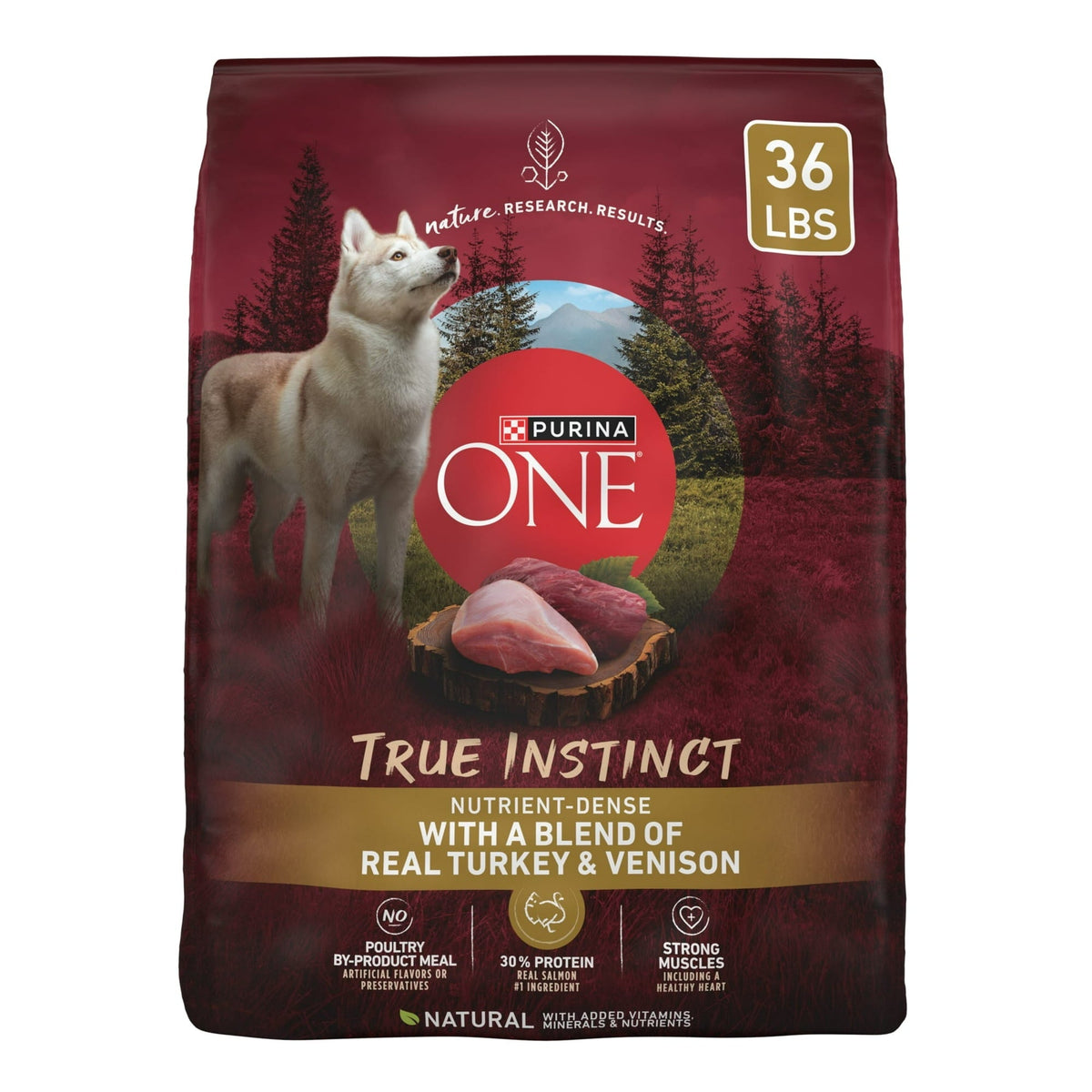 Purina One True Instinct Dry Dog Food for Adult Dogs, High Protein Real Turkey & Venison, 36 lb Bag