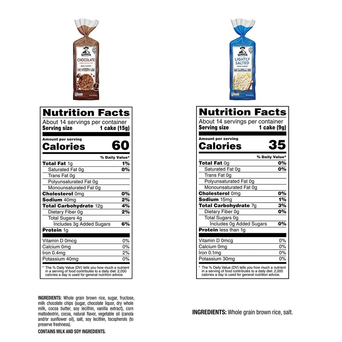 Quaker Rice Cakes, Variety Pack, 4 pk.