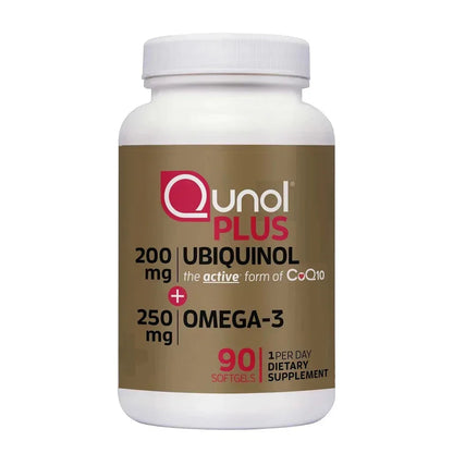Qunol Plus CoQ10 Ubiquinol 200mg with Omega-3, 90 Softgels