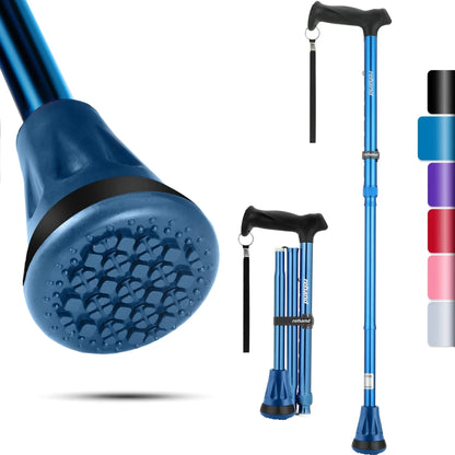 REHAND Adjustable Foldable Walking Cane for Seniors - Lightweight Heavy Duty Canes with Non-Slip Grip, Collapsible Design (Black)