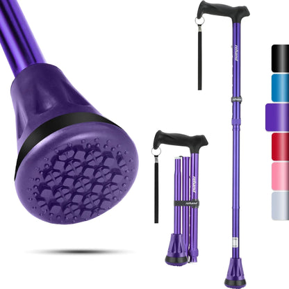 REHAND Adjustable Foldable Walking Cane for Seniors - Lightweight Heavy Duty Canes with Non-Slip Grip, Collapsible Design (Black)