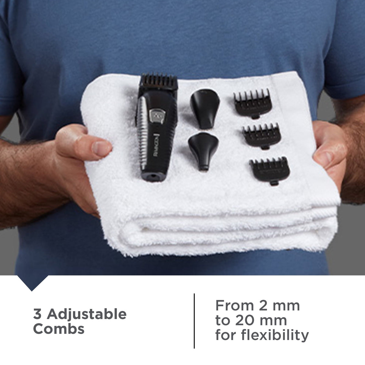 REMINGTON Graphite All-in-One Grooming Kit, Men's Head & Body Trimmer Kit with Combs, Black