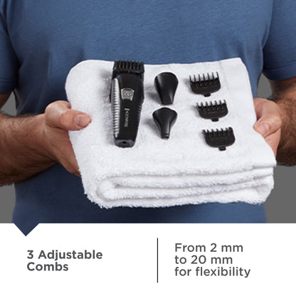 REMINGTON Graphite All-in-One Grooming Kit, Men's Head & Body Trimmer Kit with Combs, Black
