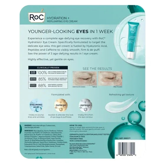 ROC Hydration+ Replumping Eye Cream, 0.6 fl oz, 3-pack