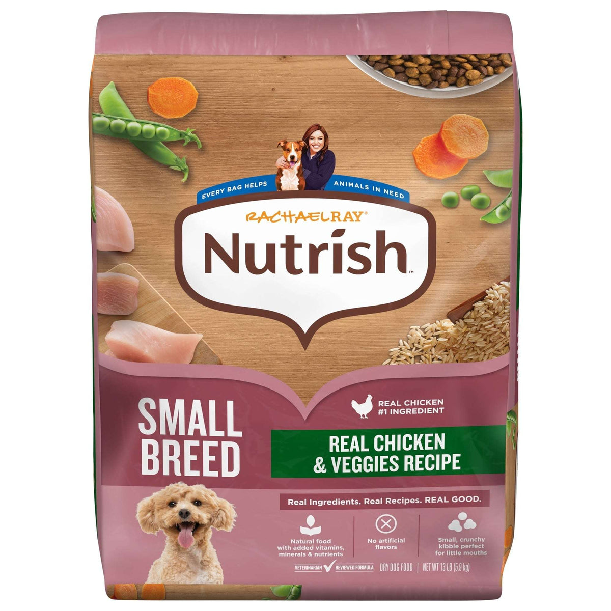 Rachael Ray Nutrish Dry Dog Food Small Breed Real Chicken & Veggies Recipe, 5lb.