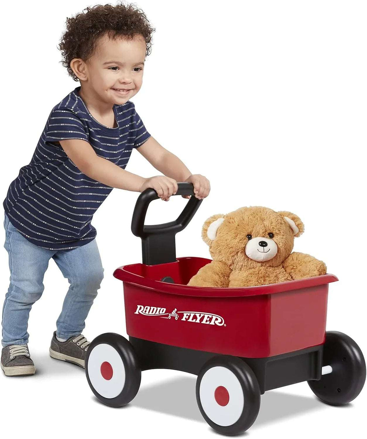 Radio Flyer Push & Pull Walker Wagon , Red, for Kids 1-4 Years Old, Locking Handle for Stability, Baby Push Walker Converts to Pull Wagon, for Indoor & Outdoor Play