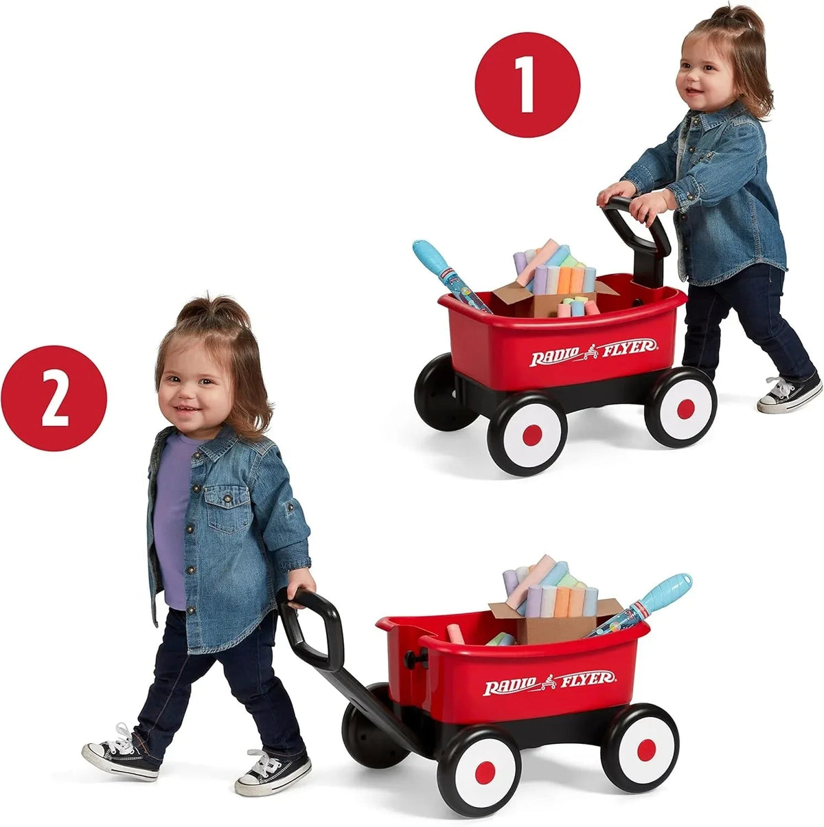Radio Flyer Push & Pull Walker Wagon , Red, for Kids 1-4 Years Old, Locking Handle for Stability, Baby Push Walker Converts to Pull Wagon, for Indoor & Outdoor Play