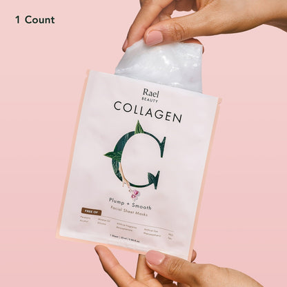 Rael Beauty Collagen Facial Mask for Wrinkles and Dry Skin, Plump and Smooth, 1 Count
