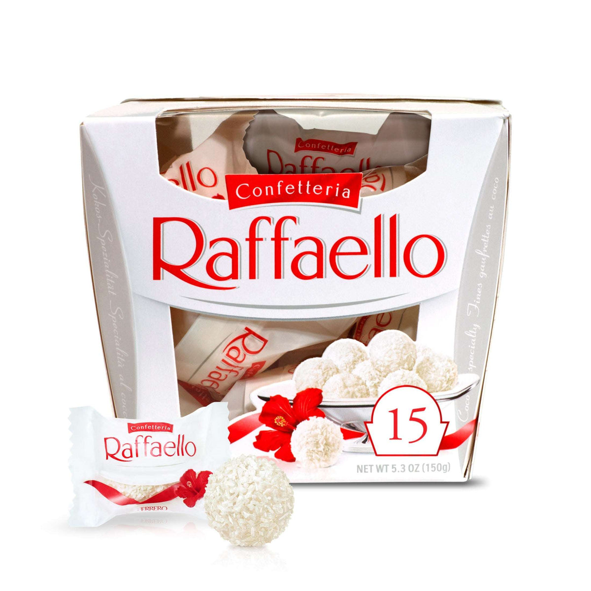Raffaello Almond Coconut Candy, 15 Individually Wrapped Treats, Perfect for sharing, 5.3 oz