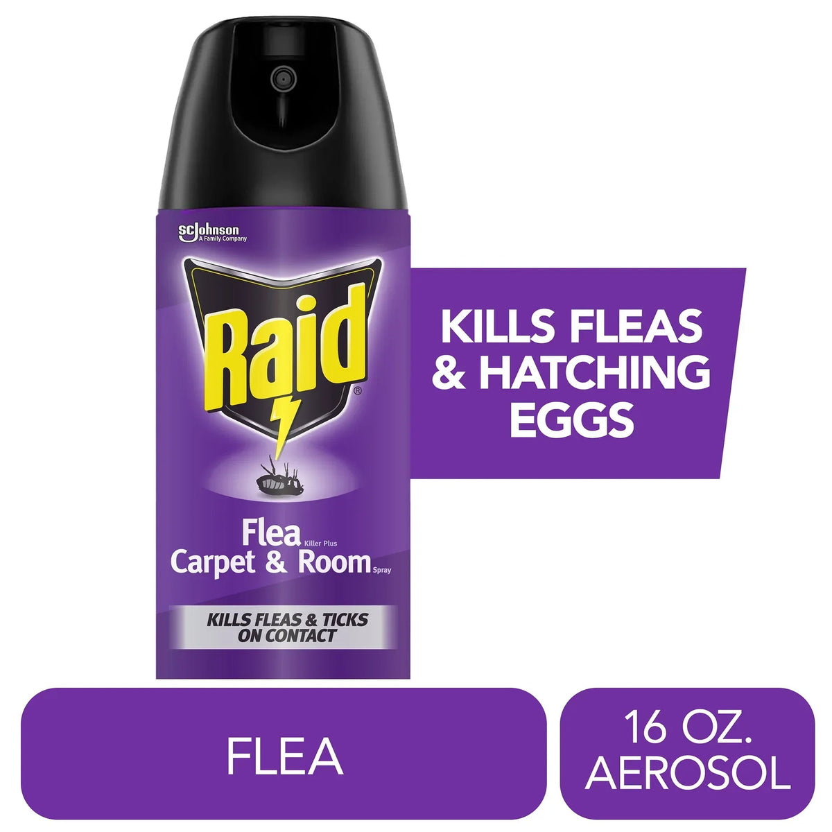Raid Flea Killer Plus Carpet & Room Spray, Bug Spray Kills Fleas & Flea Eggs, 16 oz