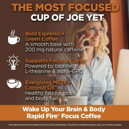 Rapid Fire Focus Instant Coffee, Caramel Macchiato, 15.87 oz.